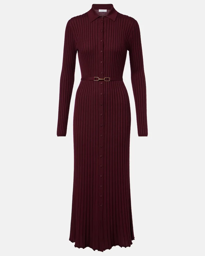 Gabriela Hearst Pulloverkleid Tenes aus Wolle und Seide Burgunderrot