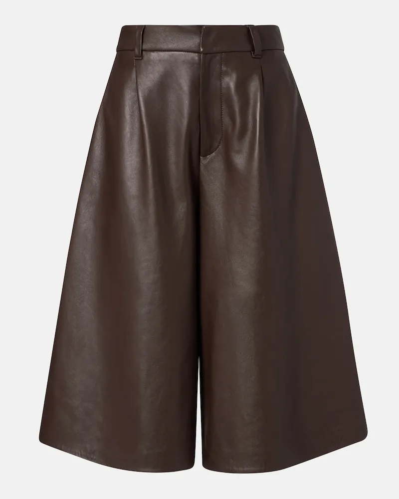 Brunello Cucinelli Bermuda-Shorts aus Leder Braun