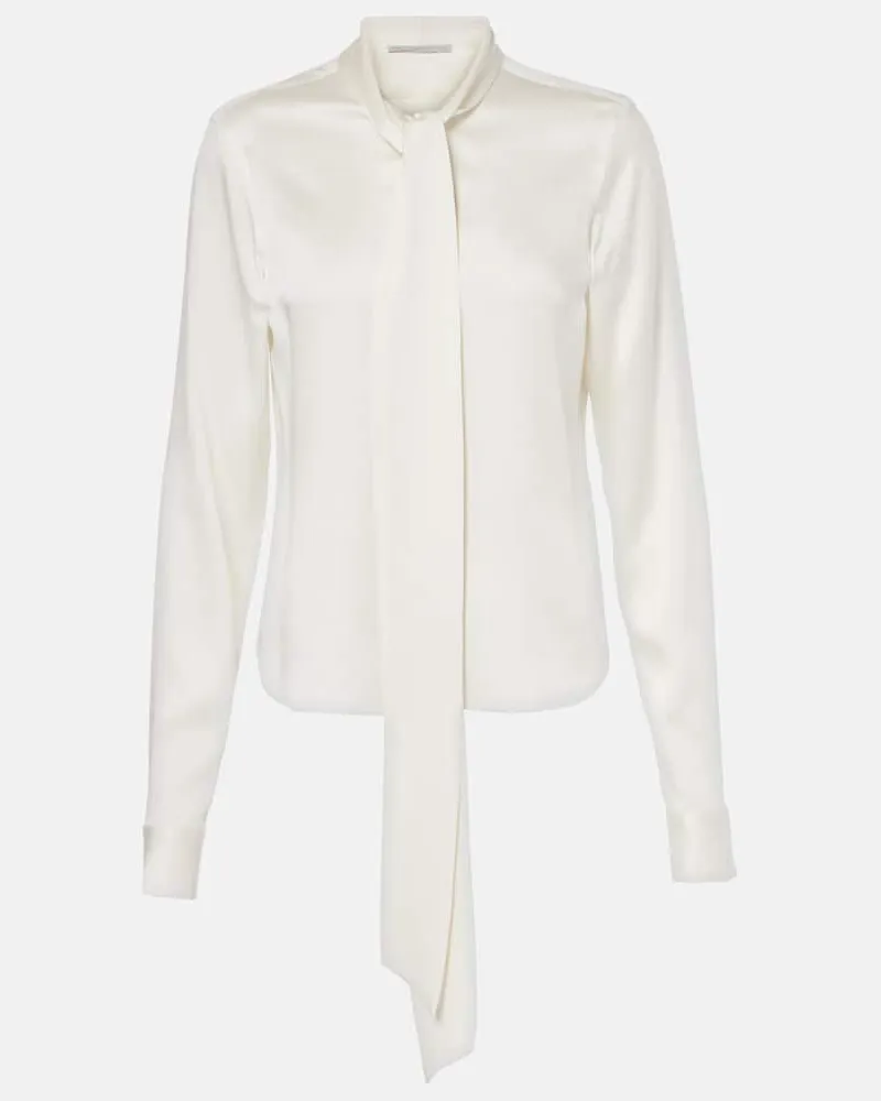 Stella McCartney Schluppenbluse aus Seidensatin Weiß