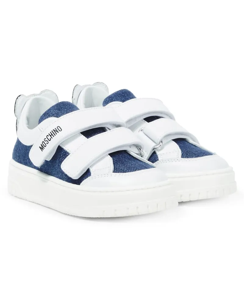 Moschino Sneakers aus Canvas mit Leder Blau