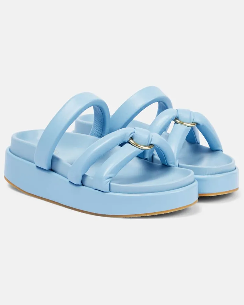 Dries van Noten Plateausandalen aus Leder Blau