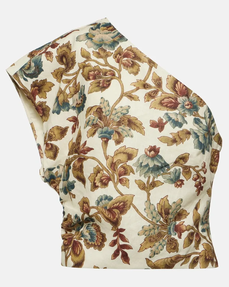 SIR Bedrucktes Cropped-Top Eleanora aus Leinen Multicolor
