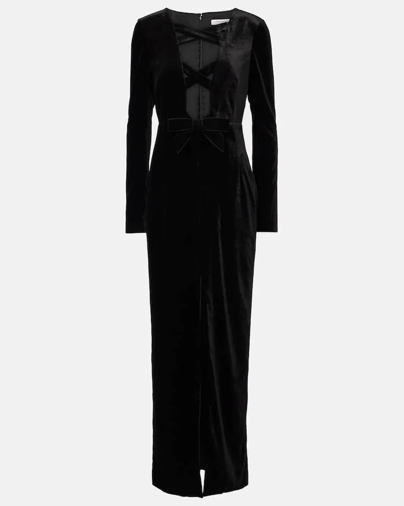 Alessandra Rich Maxikleid aus Samt Schwarz