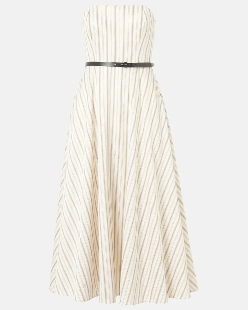 Max Mara Midikleid Fervida aus Baumwolle und Leinen Multicolor