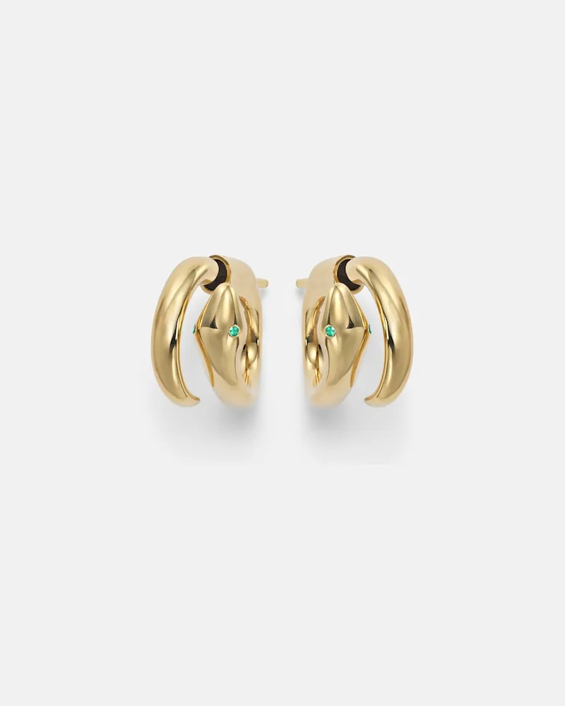 Ileana Makri Ohrringe Spiral Cobra aus 18kt Gelbgold mit Smaragden Gold