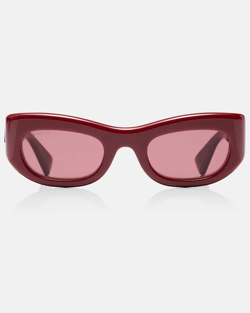 Gucci Eckige Sonnenbrille Burgund