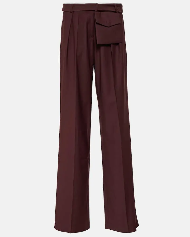 Aya Muse Gerade Mid-Rise-Hose Sylvia aus Wolle Burgunderrot