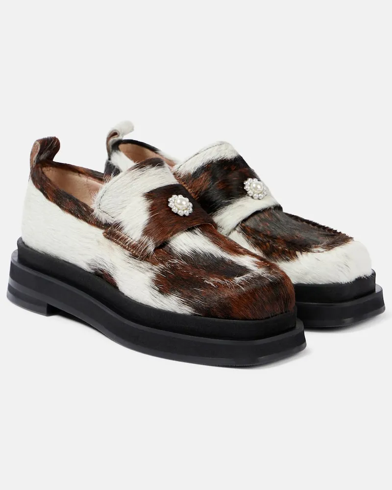 Simone Rocha Plateau-Loafers Heart Toe aus Kalbshaar Neutral