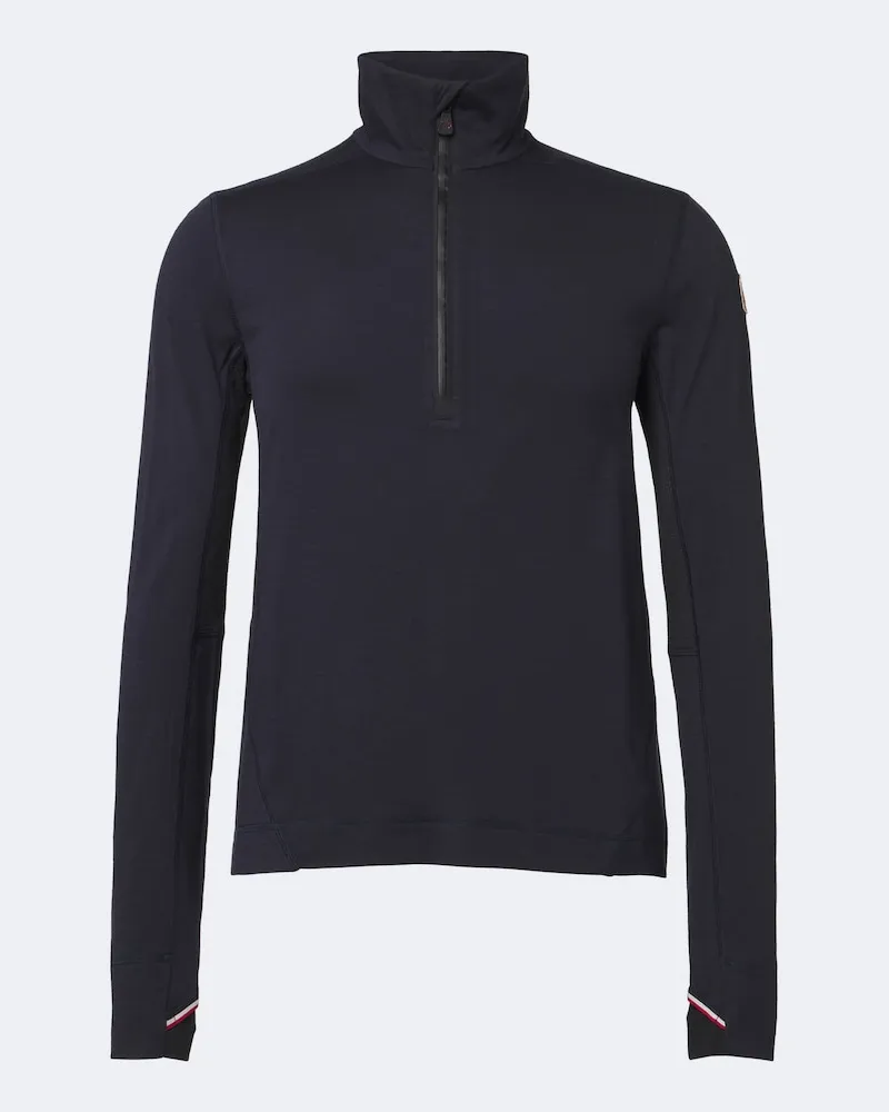 Moncler Ski-Pullover aus einem Wollgemisch Blau