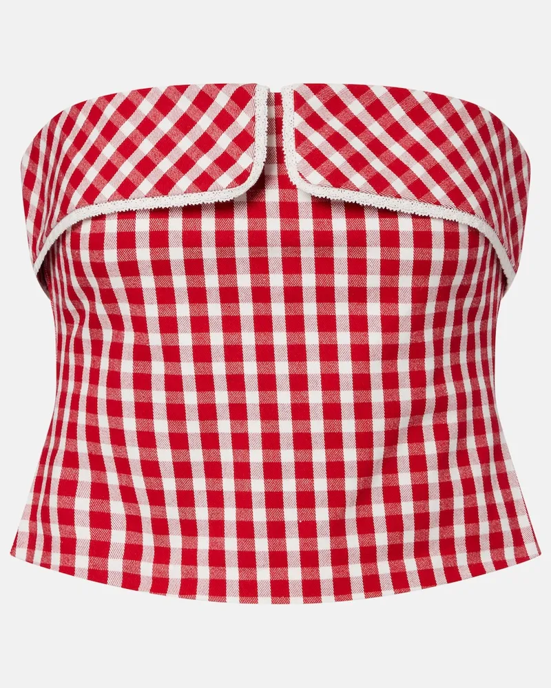 Posse Top Ebony aus einem Baumwollgemisch mit Spitze Rot