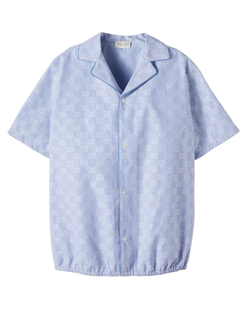 Gucci Hemd GG aus Baumwollpopeline Blau