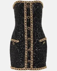 Balmain Minikleid mit Pailletten Schwarz