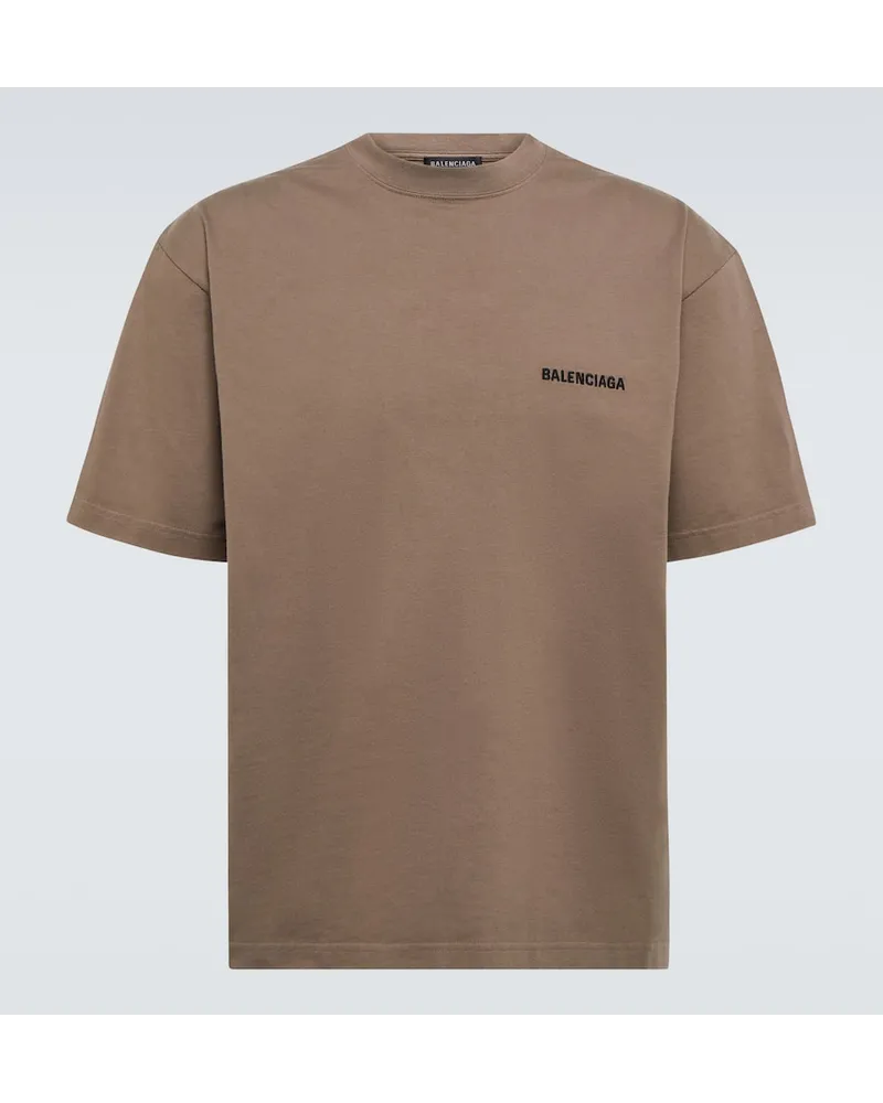 Balenciaga T-Shirt aus Baumwoll-Jersey Braun