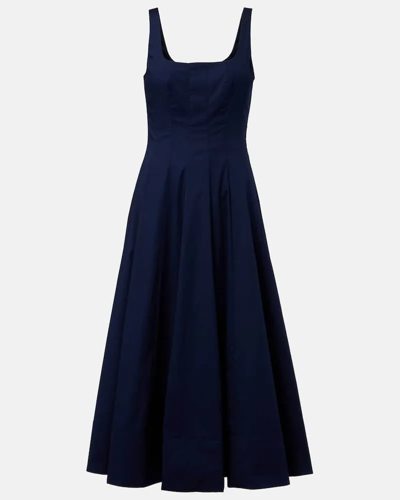STAUD Midikleid Wells aus Baumwolle Blau