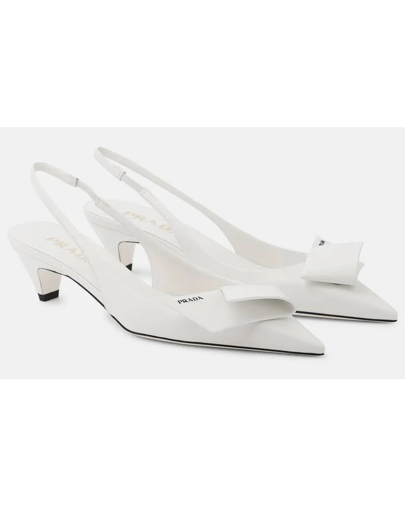 Prada Slingback-Pumps Modellerie aus Leder Weiss