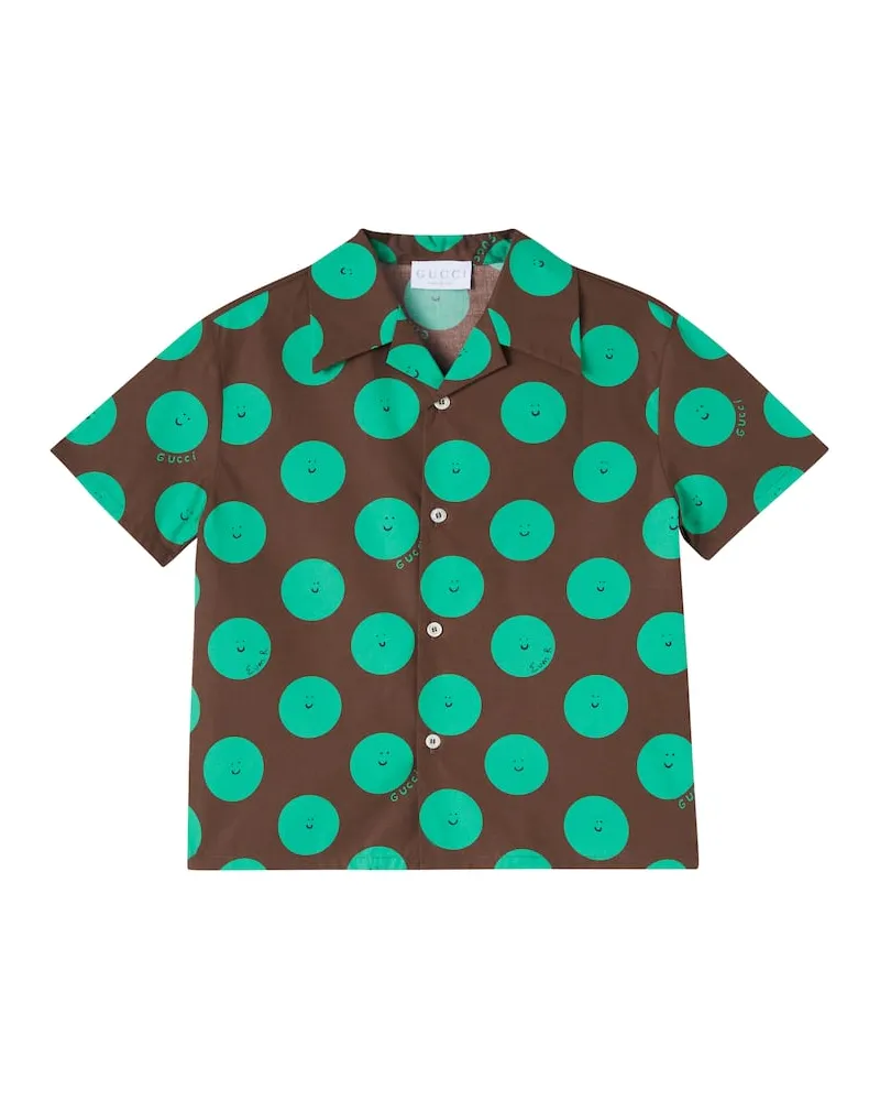 Gucci X Euan Roberts Bedrucktes Hemd aus Baumwolle Braun