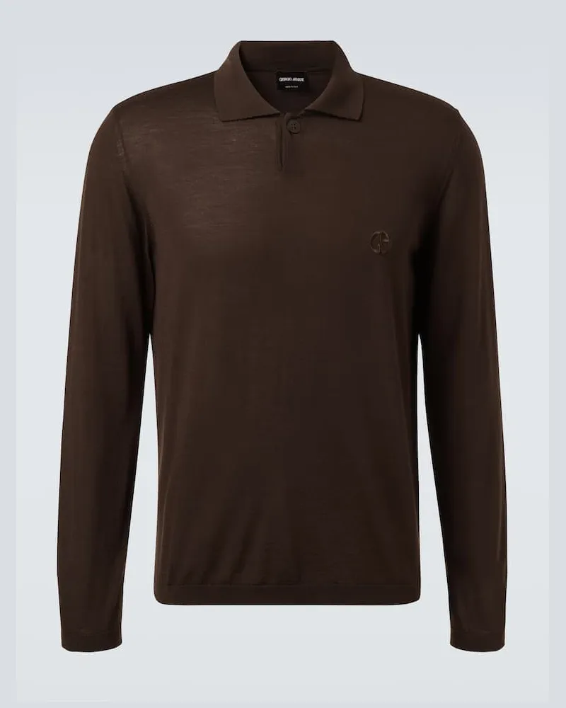Giorgio Armani Polopullover aus Schurwolle Braun