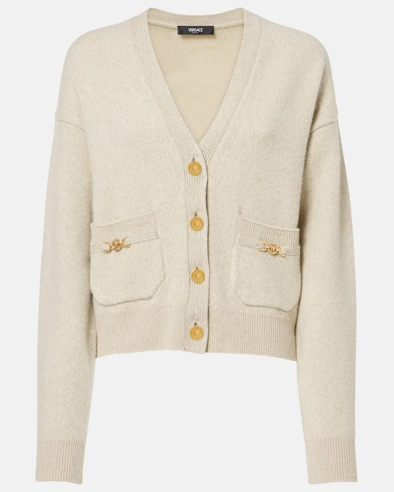 Versace Cardigan aus Wolle und Kaschmir Beige