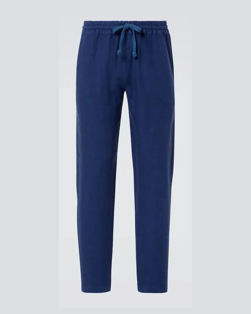Fedeli Gerade Hose aus Leinen Blau