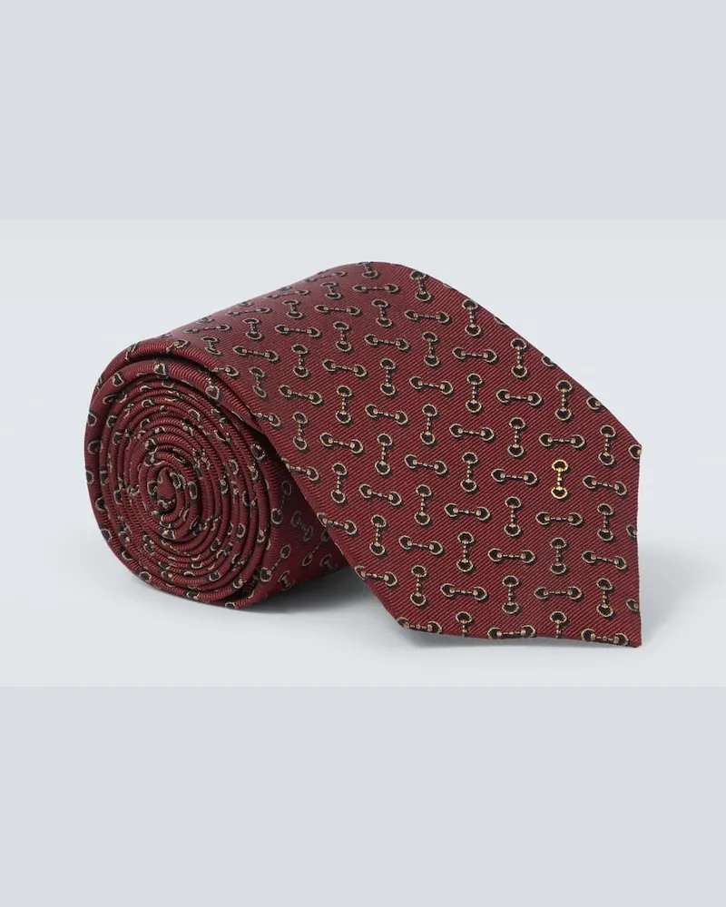 Gucci Krawatte Horsebit aus Seiden-Jacquard Burgund