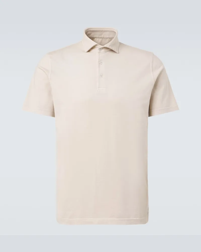 Fedeli Polohemd aus Baumwoll-Jersey Beige