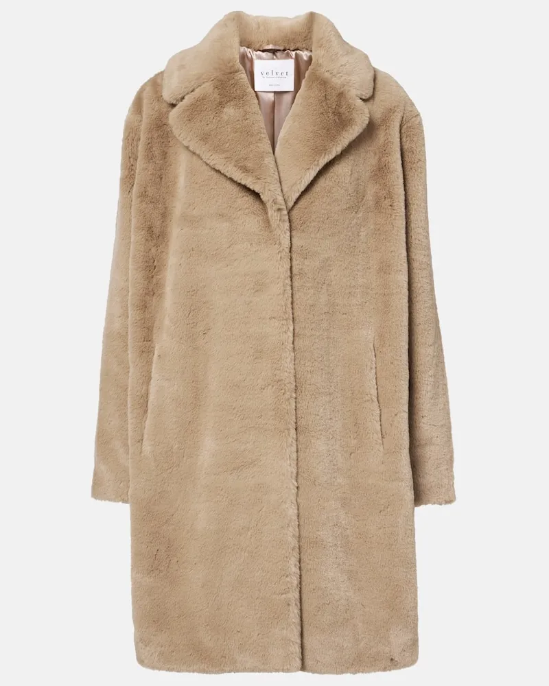 Velvet Mantel Evalyn aus Faux Fur Beige