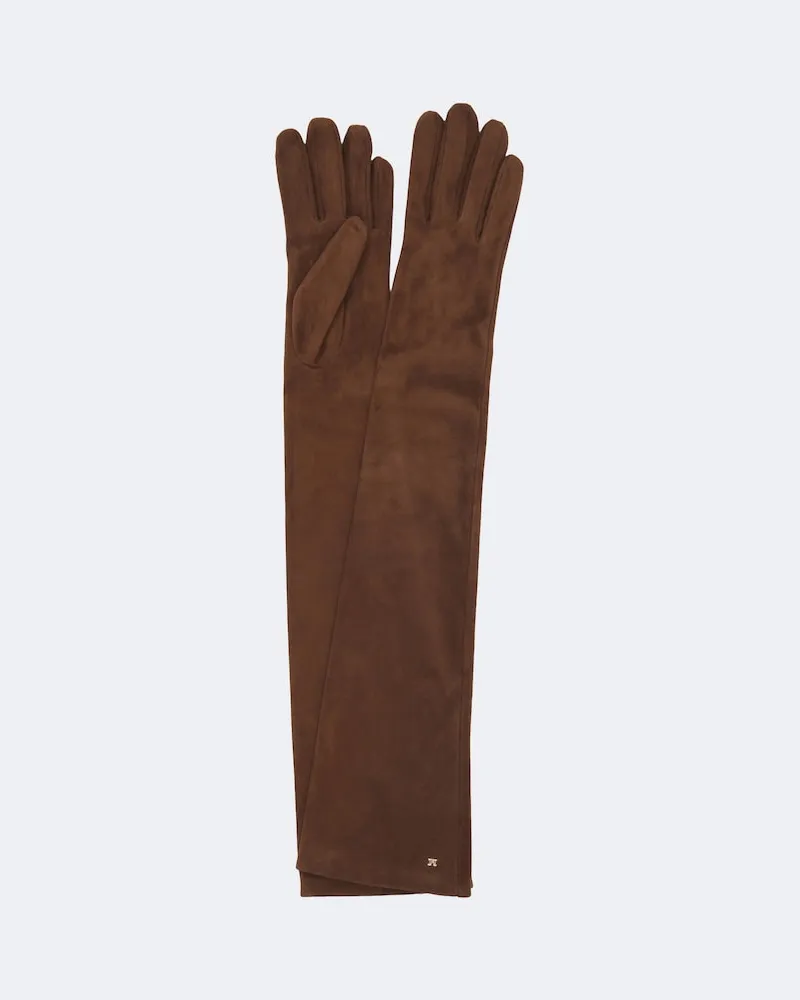Max Mara Handschuhe aus Veloursleder Braun