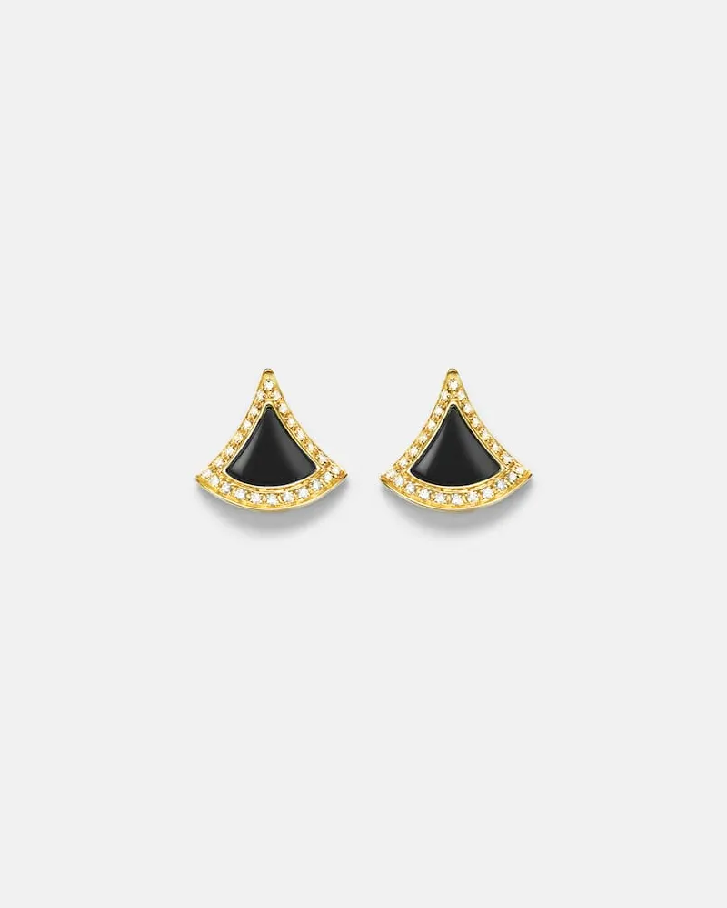 Bulgari Ohrringe Divas' Dream aus 18kt Gelbgold mit Diamanten und Onyx Gold