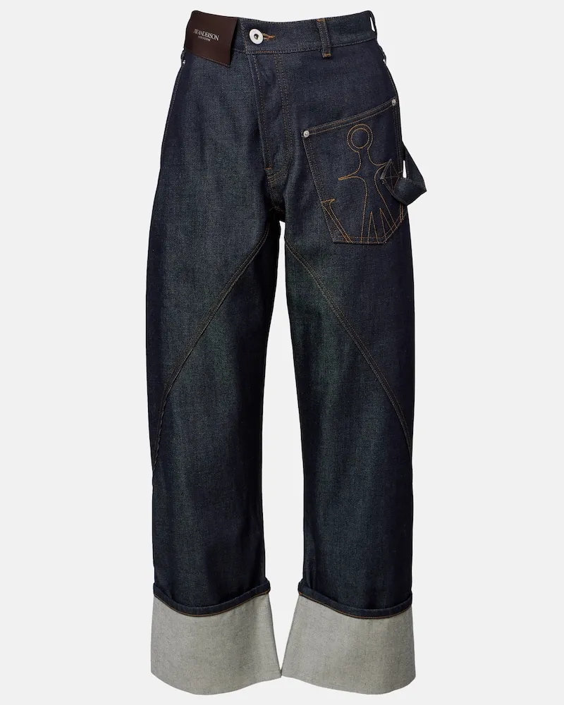 J.W.Anderson Bestickte Straight Jeans Blau