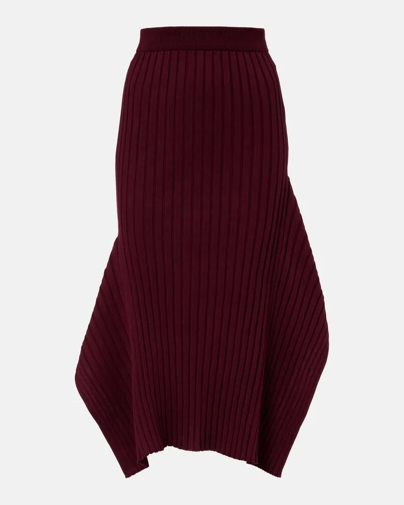 Stella McCartney Midirock aus Rippstrick Burgund