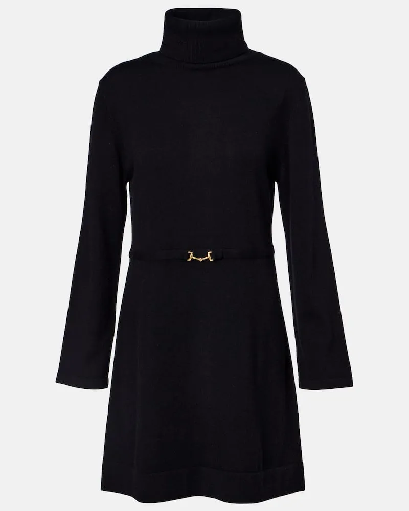 RIXO Minikleid Elliette aus Wolle und Kaschmir Schwarz