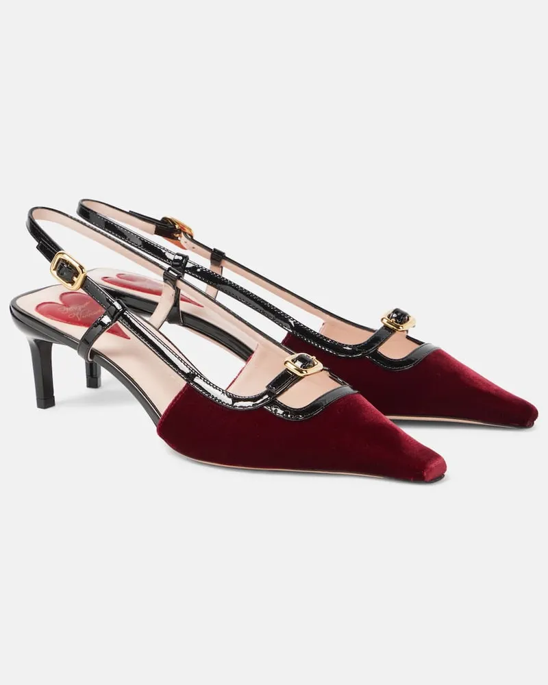Roger Vivier Slingback-Pumps Viv’ Canard 55 aus Samt Burgunderrot