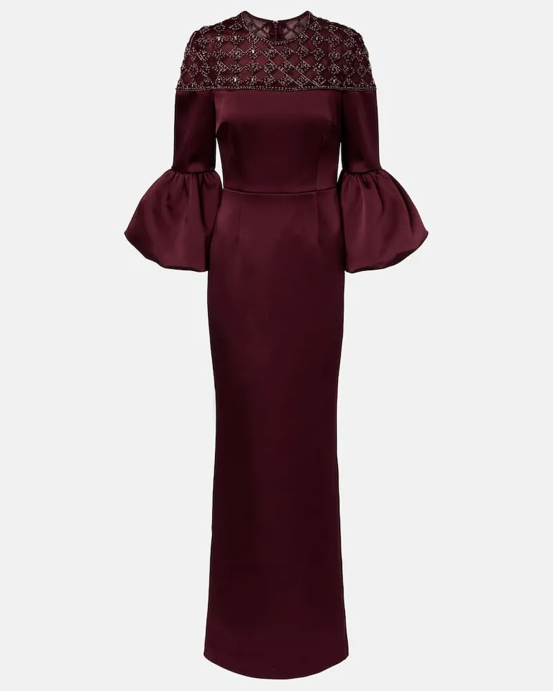 Rebecca Vallance Verzierte Robe Alora aus Satin Burgunderrot