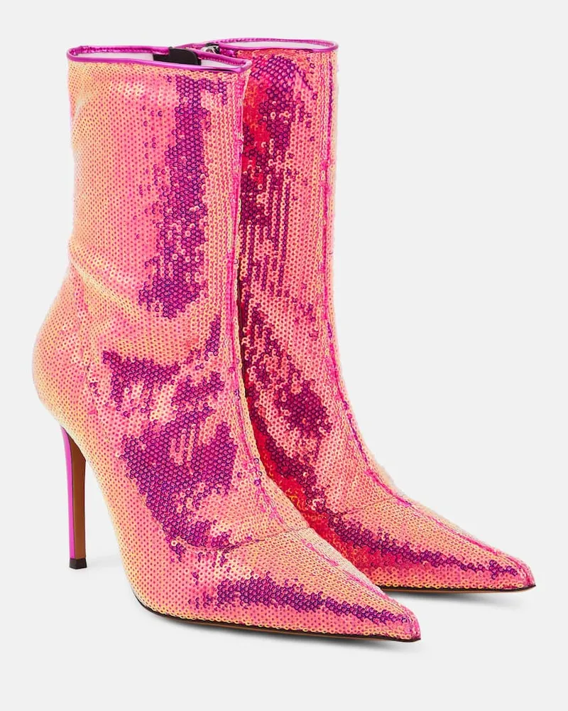 Alexandre Vauthier Ankle Boots Sebert mit Pailletten Rosa