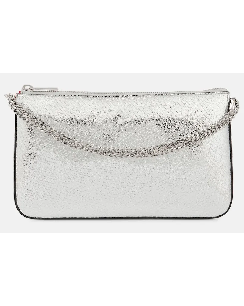 Christian Louboutin Clutch Loubila aus Metallic-Leder Silber