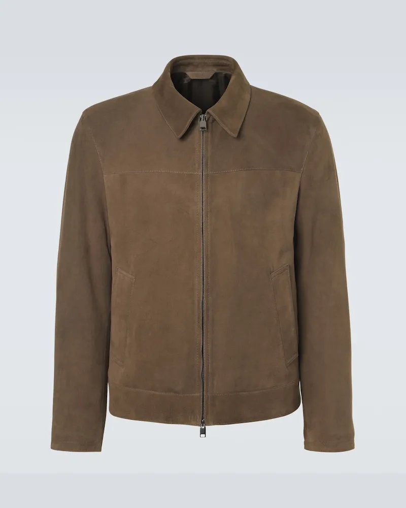 Brioni Blouson aus Veloursleder Braun