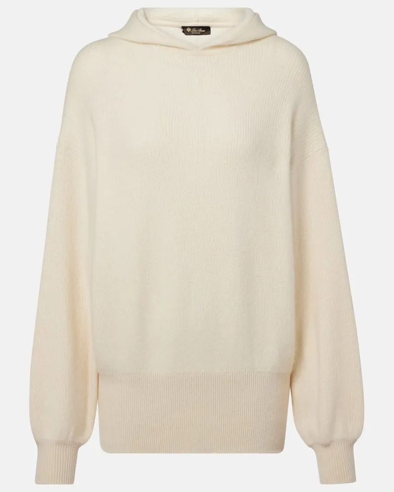 Loro Piana Hoodie Mersey aus Kaschmir Weiß