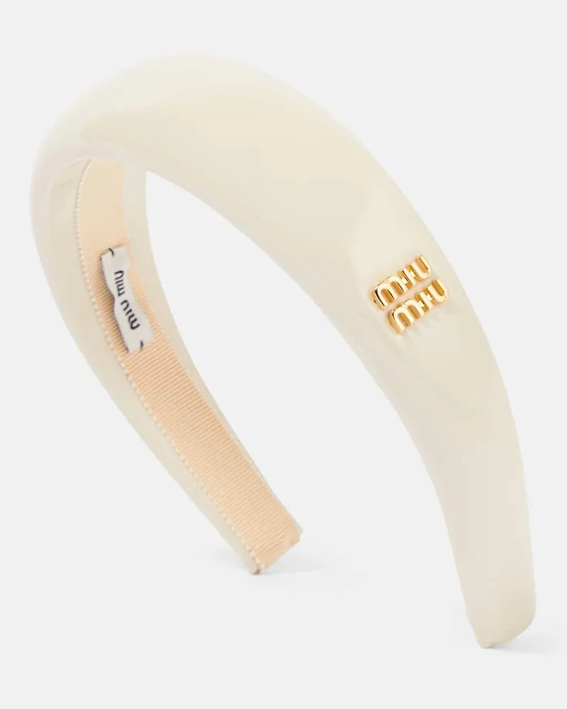 Miu Miu Bridal Haarreif aus Lackleder Weiß