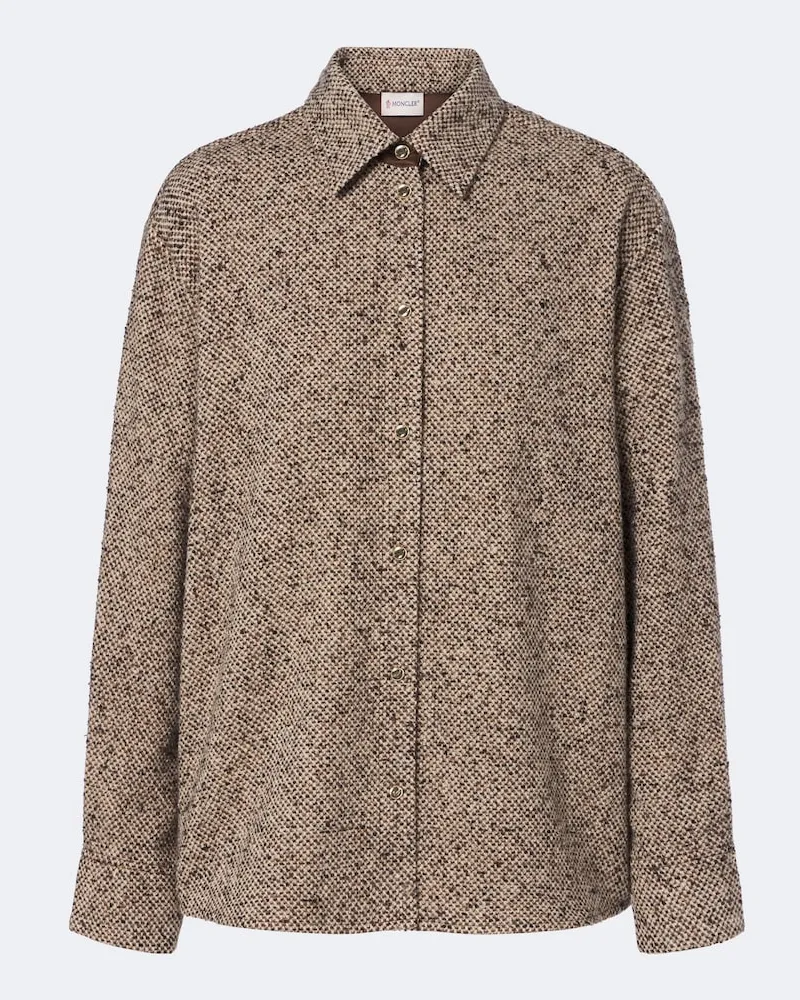 Moncler Hemdjacke aus Tweed und Satin Braun