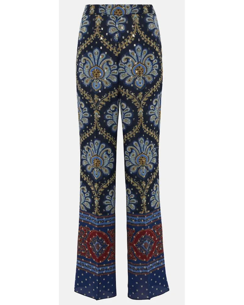 Etro Weite Hose aus einem Seidengemisch Blau