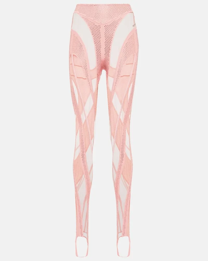 Thierry Mugler Leggings aus Jersey und Mesh Pink