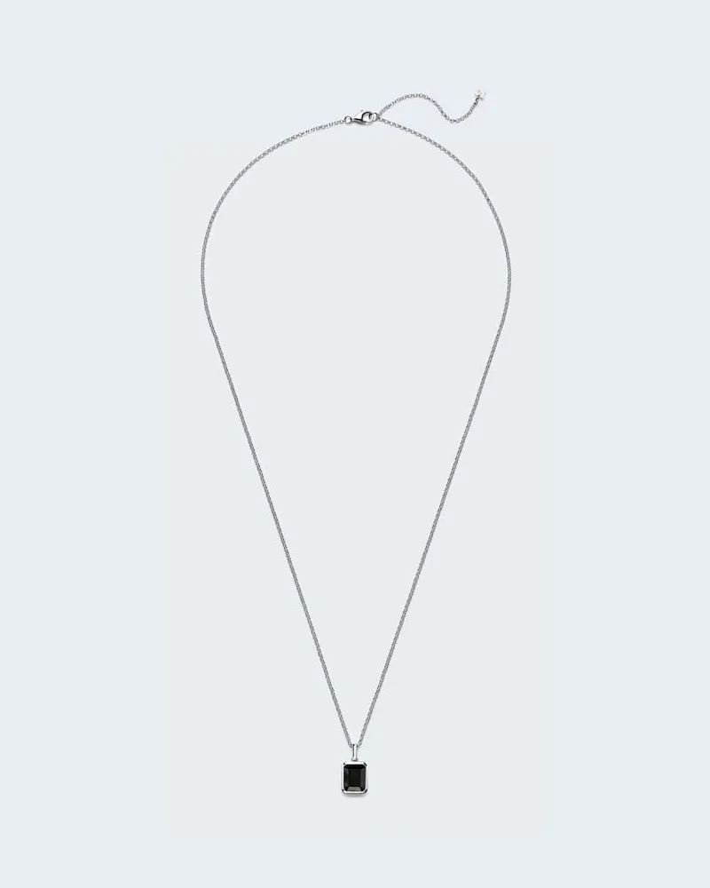 MATEO Halskette aus Sterlingsilber mit Onyx Silber