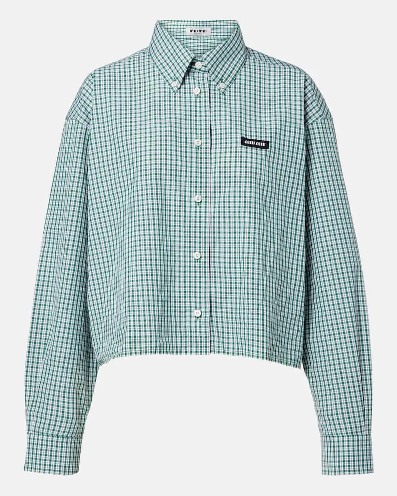 Miu Miu Cropped-Hemd aus Baumwolle Grün