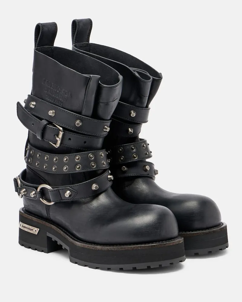 Balenciaga Bikerstiefel Venom City aus Leder Schwarz