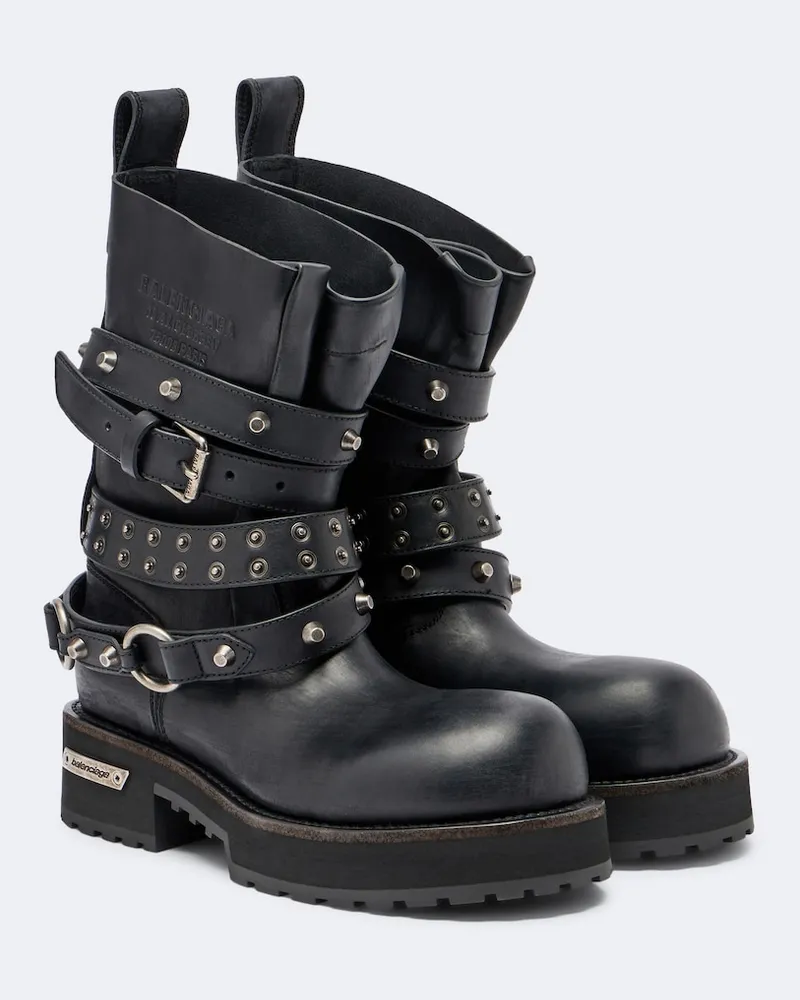 Balenciaga Bikerstiefel Venom City aus Leder Schwarz