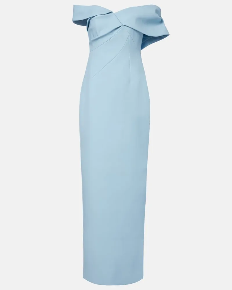 Rachel Gilbert Off-Shoulder-Robe Maddie aus Crêpe Blau