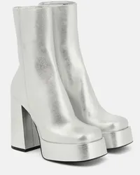 Versace Plateaustiefel Aevitas aus Metallic-Leder Silber