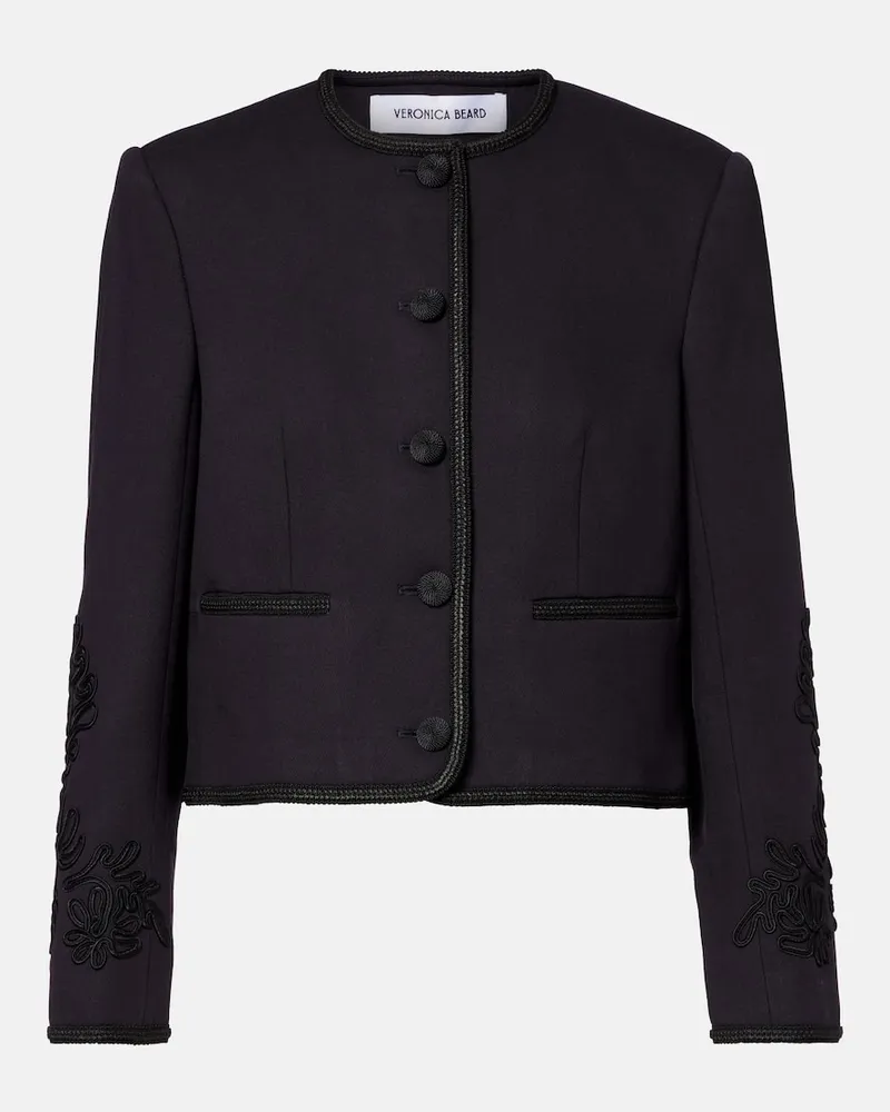 Veronica Beard Bestickte Cropped-Jacke Latrell Blau