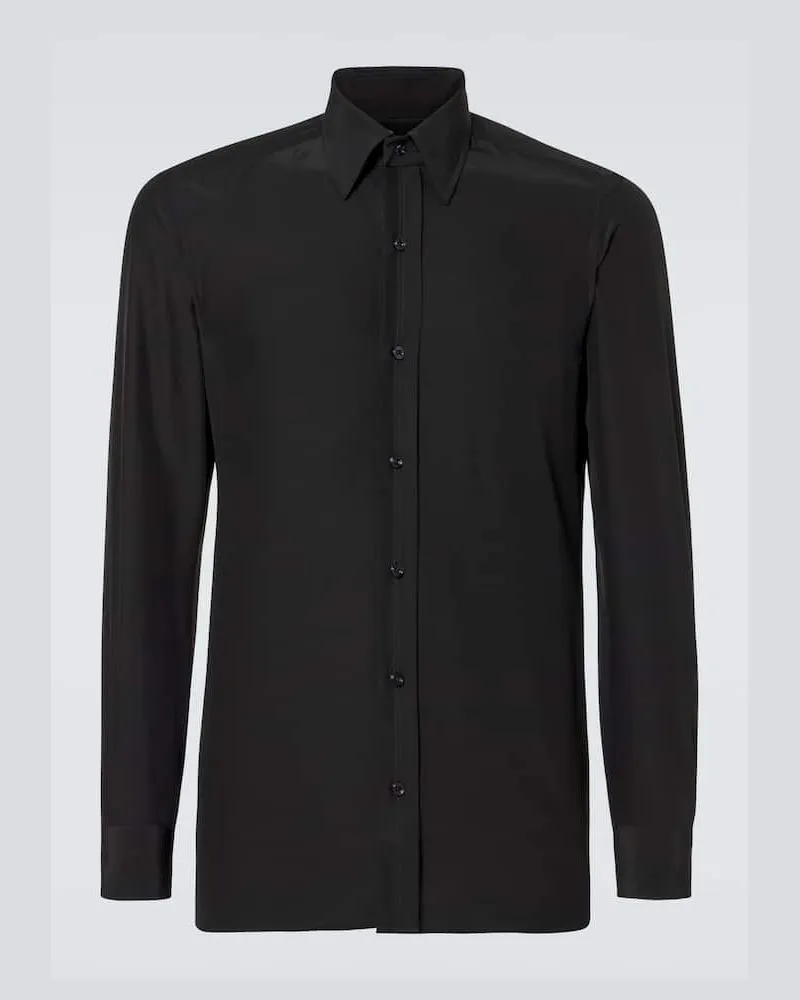 Tom Ford Hemd aus Seiden-Twill Schwarz