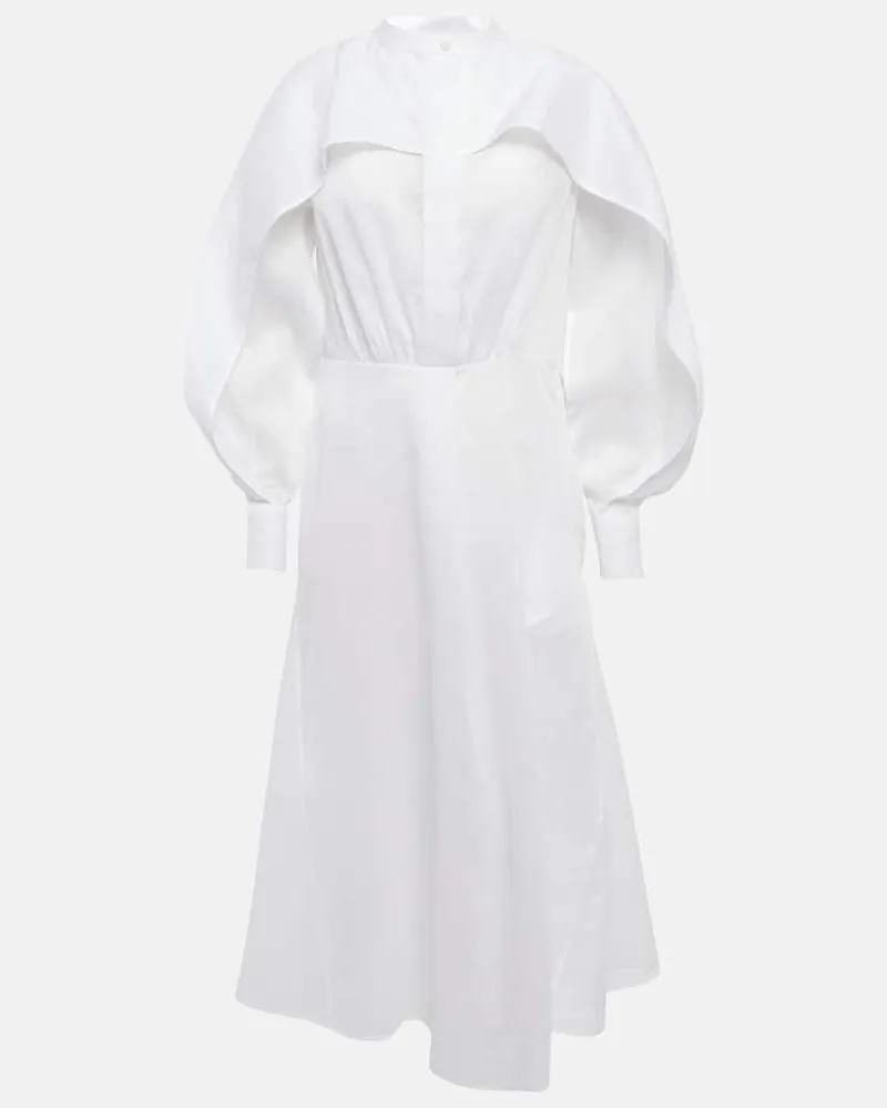 Jil Sander Hemdblusenkleid aus Baumwolle Weiß